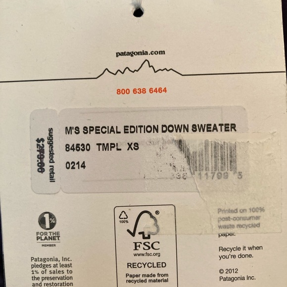 🚫🚫🚫NOT FOR SALE Patagonia Men's special edition down sweater size XS. - Picture 5 of 6